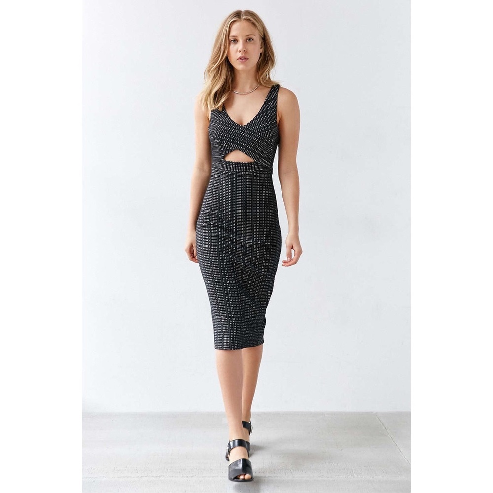 Ecote Domino Knit Jacquard Midi Dress